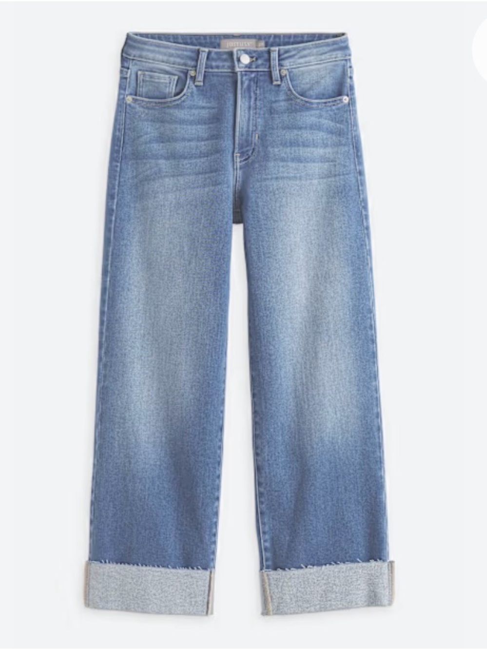 Just USA Light Blue Wide-Leg Cuffed Jeans